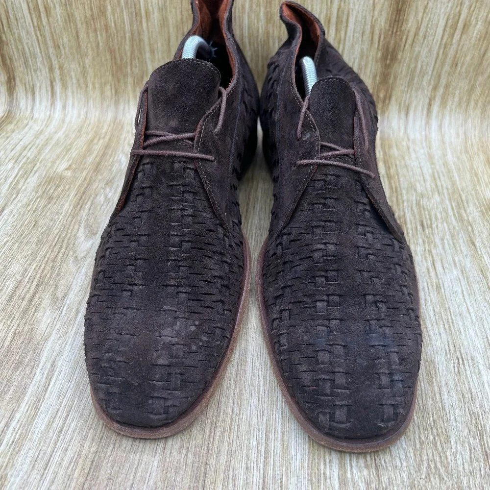 Buttero Woven Suede Chukka Boots Mens Size 10.5 EU 43.5 Dark Brown Made in Italy